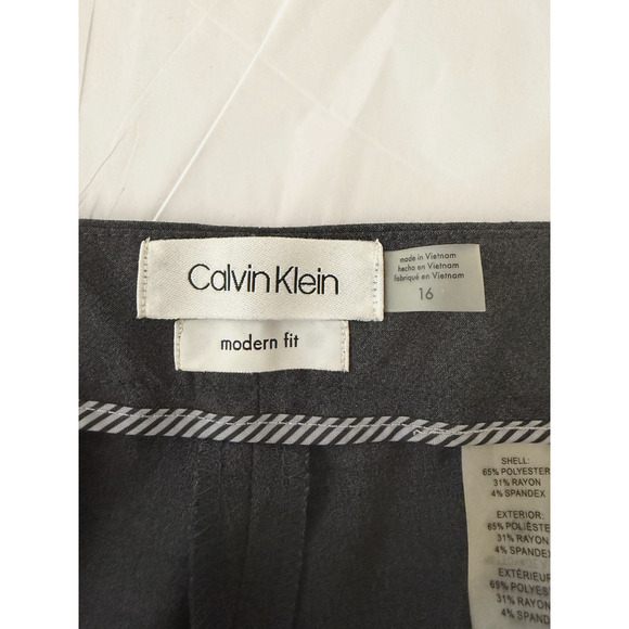 Calvin Klein Modern Fit Gray Career Work Trouser Slacks Dress Pants 16 Grey NWOT - Picture 3 of 8